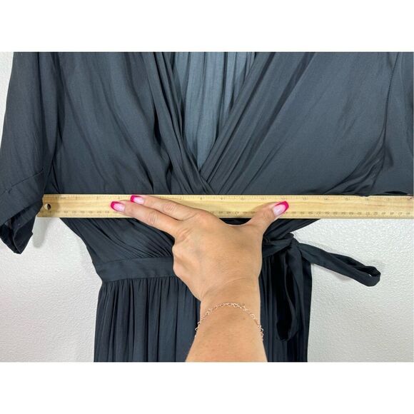 Scotch & Soda Maison Scotch Clubhouse Royals Black Midi True Wrap Over Dress PS - Picture 12 of 13